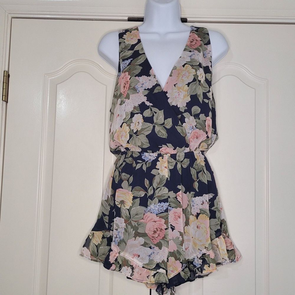 Show‎ Me Your Mumu Floral Riri Romper XS EUC Navy Romantic